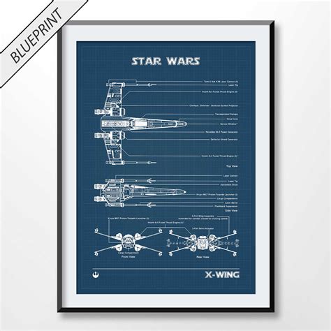 X-Wing Fighter Blueprint - Star Wars Printable Files - Digital Download