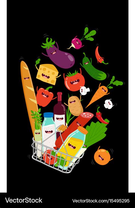 Funny Various Cartoon Vegetables Clip Art Vector Image