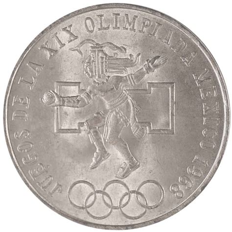 Peso Silver Mexican Olympic Coins Au Silver