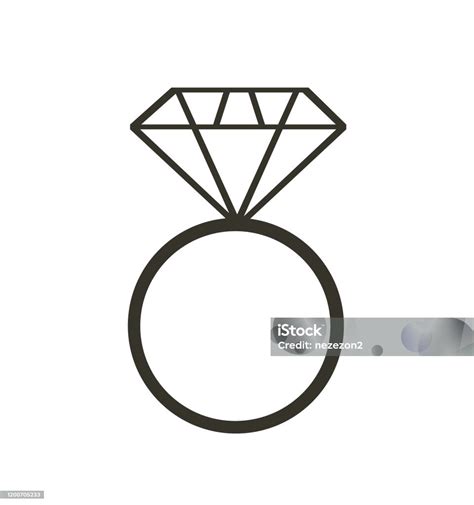 Diamond Engagement Ring Vector Illustration Stock Illustration