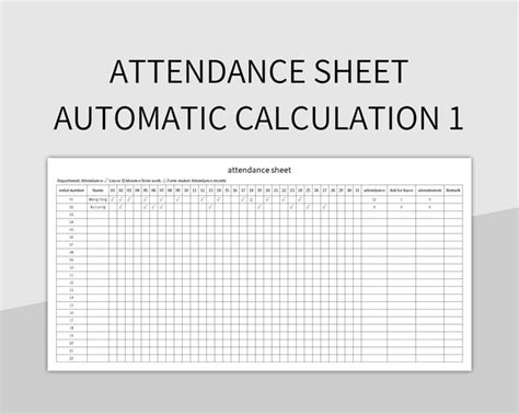 Attendance Sheet Automatic Calculation Excel Template And Google