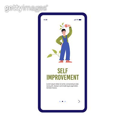 Self Improvement Onboarding Mobile App Screen Flat Vector Illustration