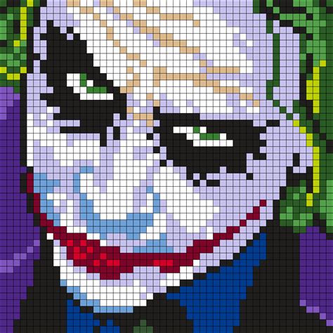 Heath Ledger As The Joker Square Kandi Pattern Pixel Art Pattern