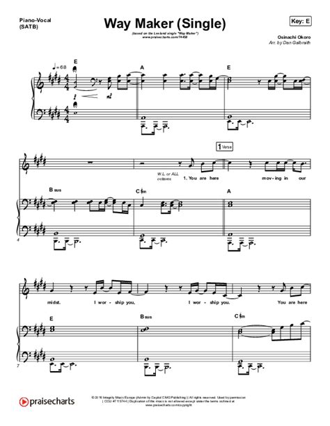 Way Maker Single Sheet Music Pdf Leeland Praisecharts