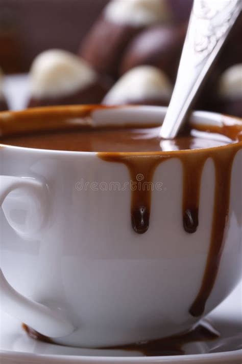 Liquid Hot Chocolate Is Splashed Out Cup Closeup Vertical Stock Image Image Of Motion Eating