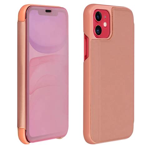 Etui z klapką lustrzane etui do Apple iPhone 11 stojące etui różowe