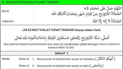 Bacaan Bilal Dan Tata Cara Sholat Tarawih Rakaat Dan Witir Rakaat