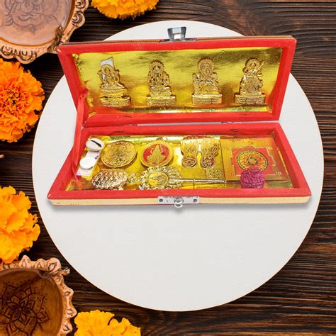 Buy 9Dzine Brass Kuber Bhandari, Shri Dhan Laxmi Kuber Bhandari Yantra Set (13 pcs), Shri Dhan ...