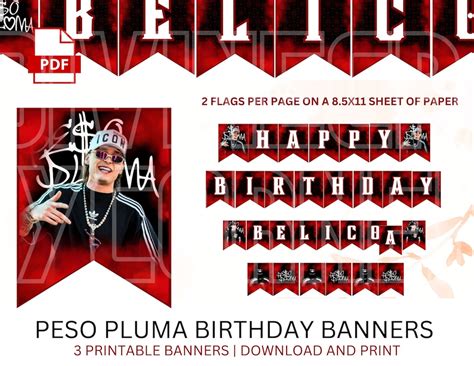 Peso Pluma Birthday Banners Peso Pluma Peso Pluma Cumpleaños Peso Pluma ...