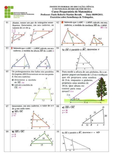 Semelhança De Triangulos Exercicios Resolvidos 9 Ano - 5
