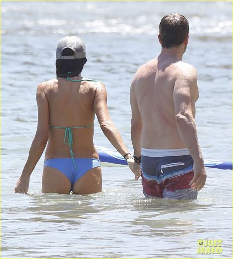 Gerard Butler Goes Shirtless While Hitting The Beach With Bikini Clad Girlfriend Morgan Brown