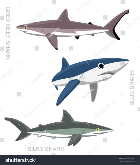 Blue Shark Set Cartoon Vector Illustration Stock Vector (Royalty Free) 341975321 | Shutterstock