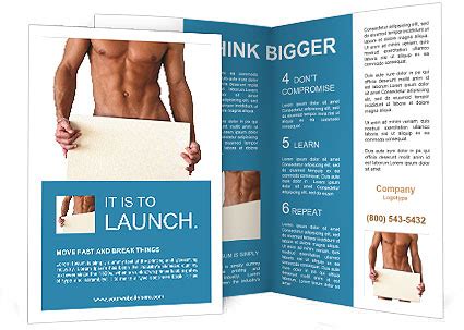 Sexy Muscular Man With White Board Brochure Template Design Id