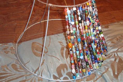 Diy Beaded Lamp Shade Beaded Lampshade Lamp Shade Crafts Beaded Lamps