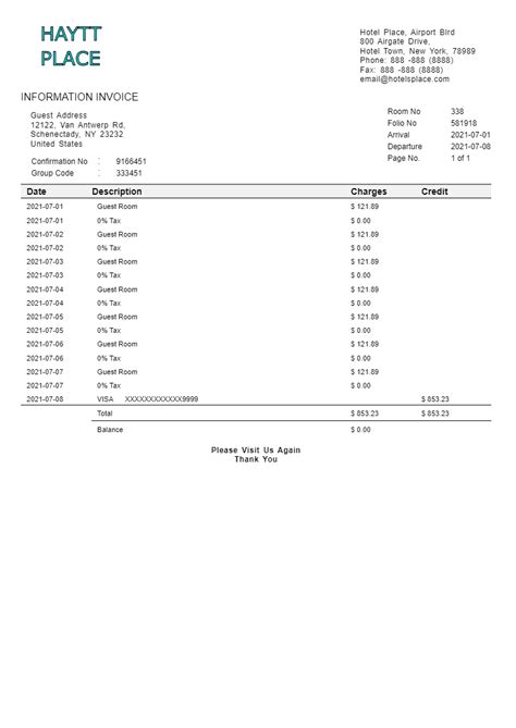 Hotel Receipt Template Expenses Receipt