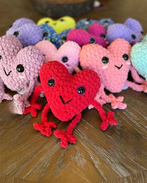 Leggy Heart Plush Amigurumi Crochet Toy For Valentines Day Cute Love