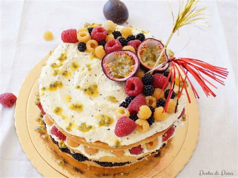 Dentes Doces Naked cake recheio de ganache de maracujá e