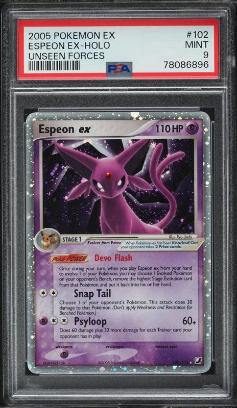 2005 Pokemon EX Unseen Forces Holo Espeon Ex 102 PSA 9 MINT Weekly