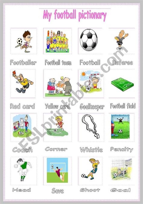 My Football Pictionary ESL Worksheet By Mouna Mch