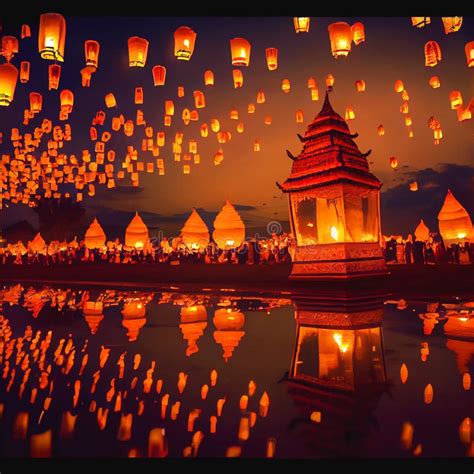 Thailand S Lantern Festival Stock Illustration - Illustration of notbt ...