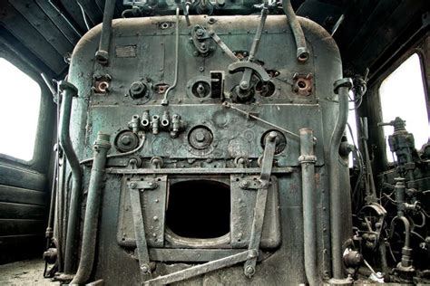 Old Abandoned Steam Locomotive Interior Stock Photo - Image of industry ...