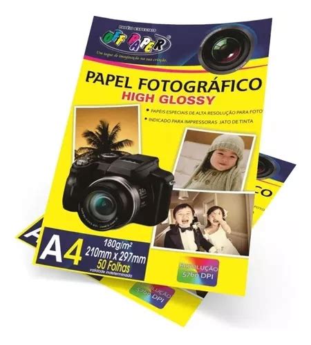 Papel Fotográfico High Glossy 180g A4 50 Folhas Off Paper