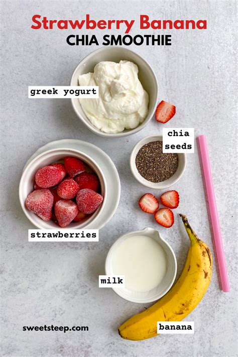 Easy Strawberry Banana Smoothie With Chia Seeds Sweet Steep