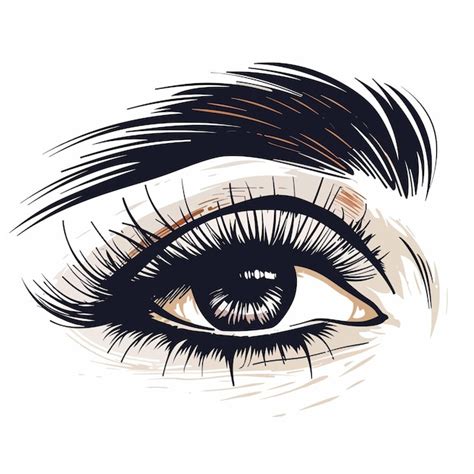 Un Dibujo De Un Ojo De Mujer Con Pestañas Largas Vector Premium