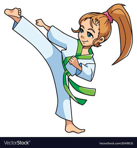 Karate Kick Girl Royalty Free Vector Image Vectorstock