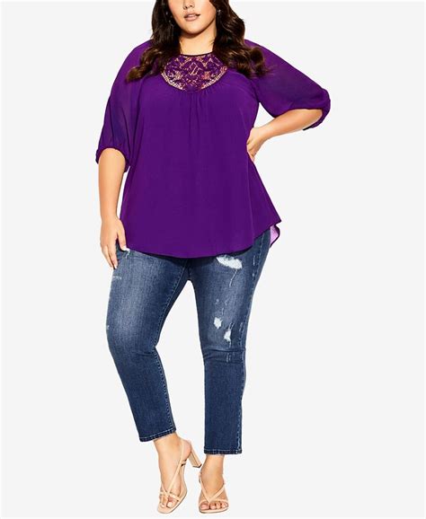 City Chic Trendy Plus Size Lace Love Top Macy S