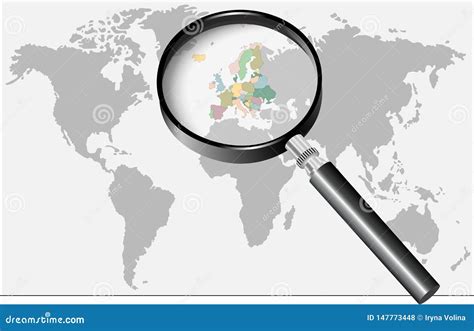 Wort Europa Unter Dem Vergr Erungsglas Vektor Abbildung Illustration