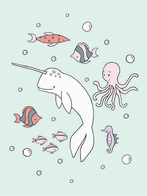 Mermaid Critters Narwhal Poster Print Melody Designs Sweet Posterazzi