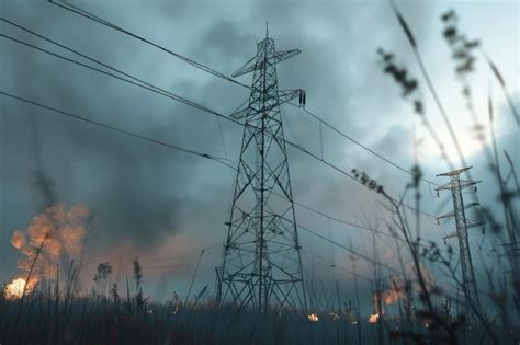 High Voltage Posts And Towers For Electricity Transmission Premium AI