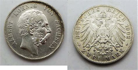 Kaiserreich Sachsen 2 Mark 1902 E Zwei Mark Albert König von Sachsen