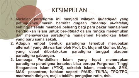 Paradigma Keilmuan Manajemen Pendidikan Islam Ppt