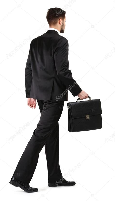 Elegant Man In Suit With Briefcase Isolated On White — Stock Photo