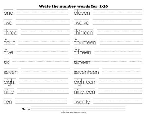 Writing Numbers To Words Worksheets Free Number Writing Page