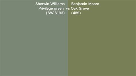 Sherwin Williams Privilege Green Sw 6193 Vs Benjamin Moore Oak Grove 489 Side By Side Comparison