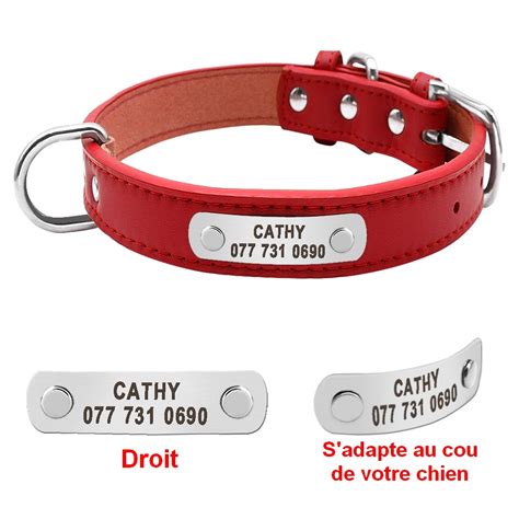 Collier personnalisé en cuir pour chien Petits Compagnons