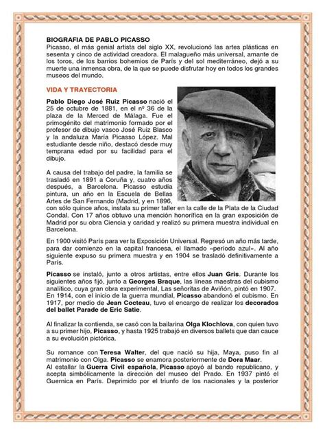 Biografía De Pablo Picasso Genio Del Arte Y Su Legado En Pocas Palabras