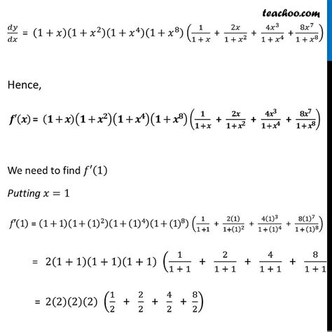 Ex 5 5 16 Find Derivative Of F X 1 X 1 X2 1 X4 1 X8