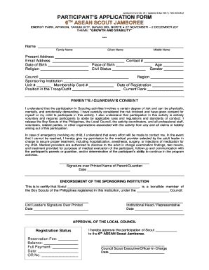 Fillable Online Scouts Org Participant S Application Form Boy Scouts