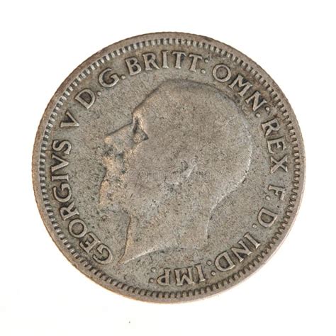 British George V Six Pence Coin Dated Face Side Stock Image