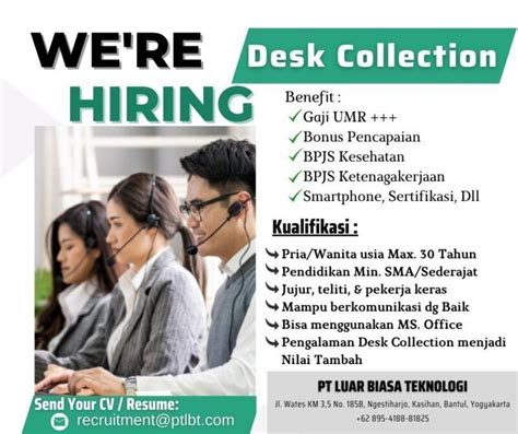 Lowongan Kerja Desk Collection Admin QC Di PT Luar Biasa Teknologi