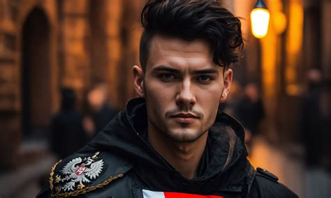 Lexica Cyberpunk Beautiful Man With Poland Flag In Old Town Gdansk