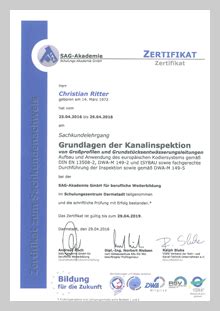 Zertifikate Rohr Reinigung Ritter Gmbh