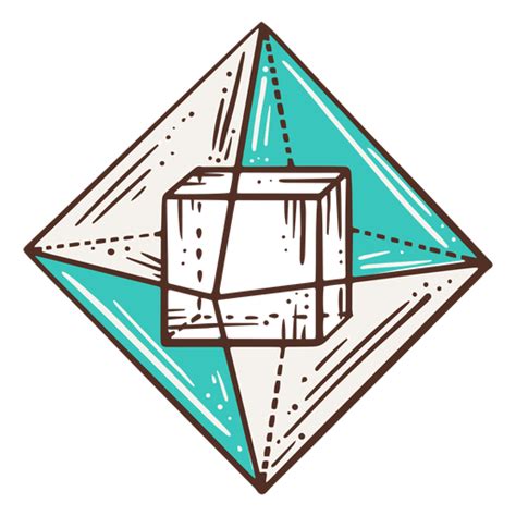 Design Png E Svg De Ilustração Da Geometria Do Cubo Dentro Da Pirâmide