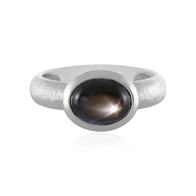 Mystic Thai Schwarzer Stern Saphir Ring Silber Plattiert