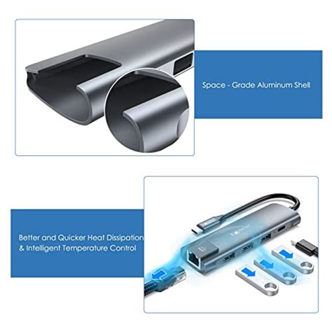 VEMONT USB C Hub 5 In1 USB C Hub Type C Multiport Adapter With Gigabit