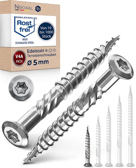 Terrassenschrauben 5x40 Edelstahl A4 Linsenkopfschrauben Torx Schrauben